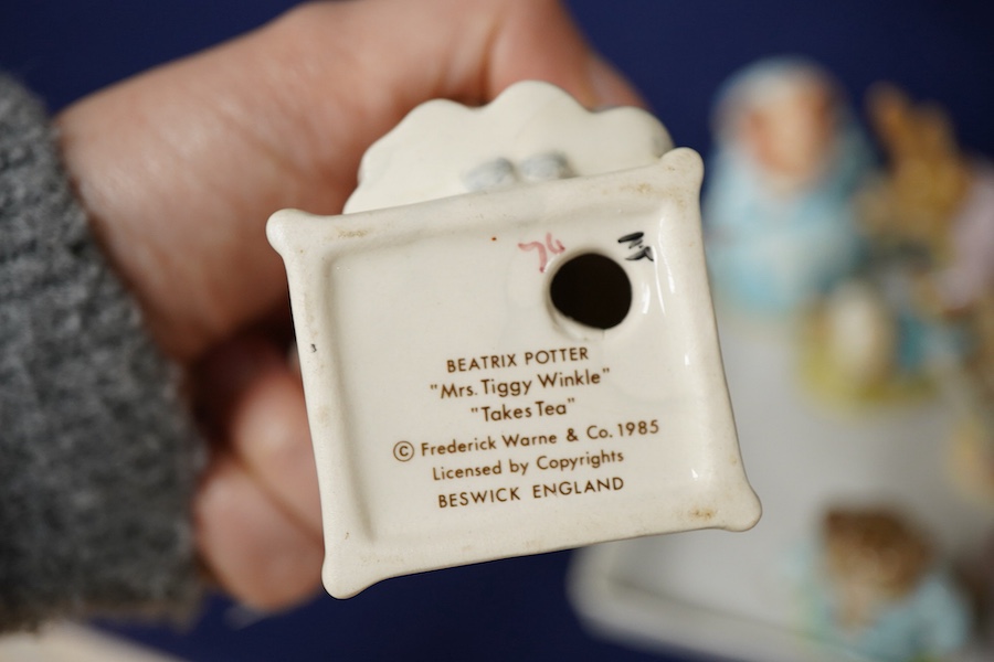 Thirteen Beswick Beatrix Potter characters, all stamped to base, tallest 11.5cm